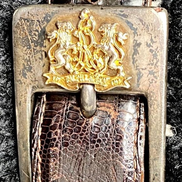 Ralph Lauren Vintage Fall 1991 Lizard Belt w/925 Sterling Silver Crest Buckle - Picture 9 of 16
